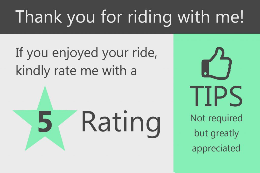 New driver rating cards will ship with RideshareSellers headrest covers. Join us on Facebook and let us know what you think!